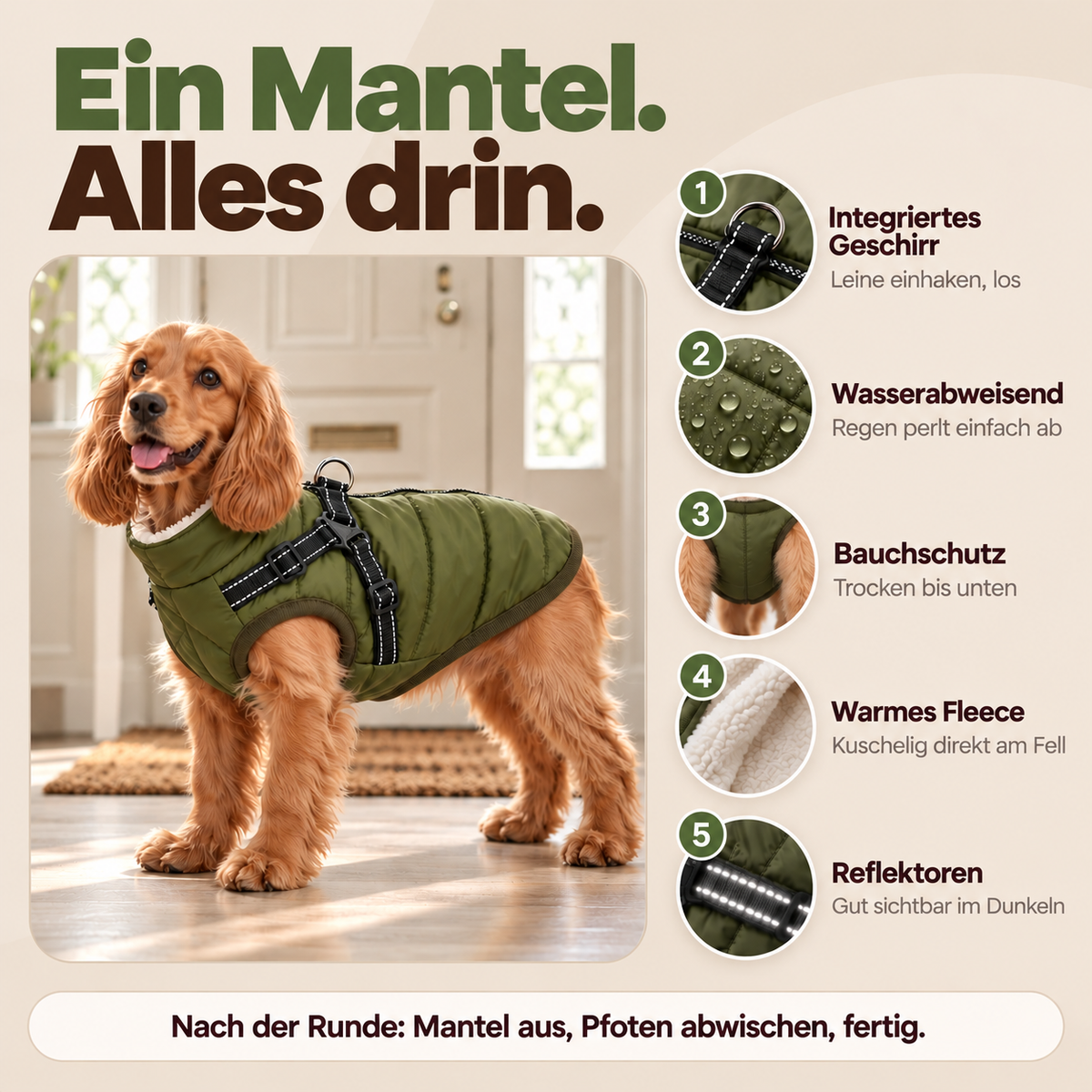 Allwetter - Hundemantel mit integriertem Geschirr