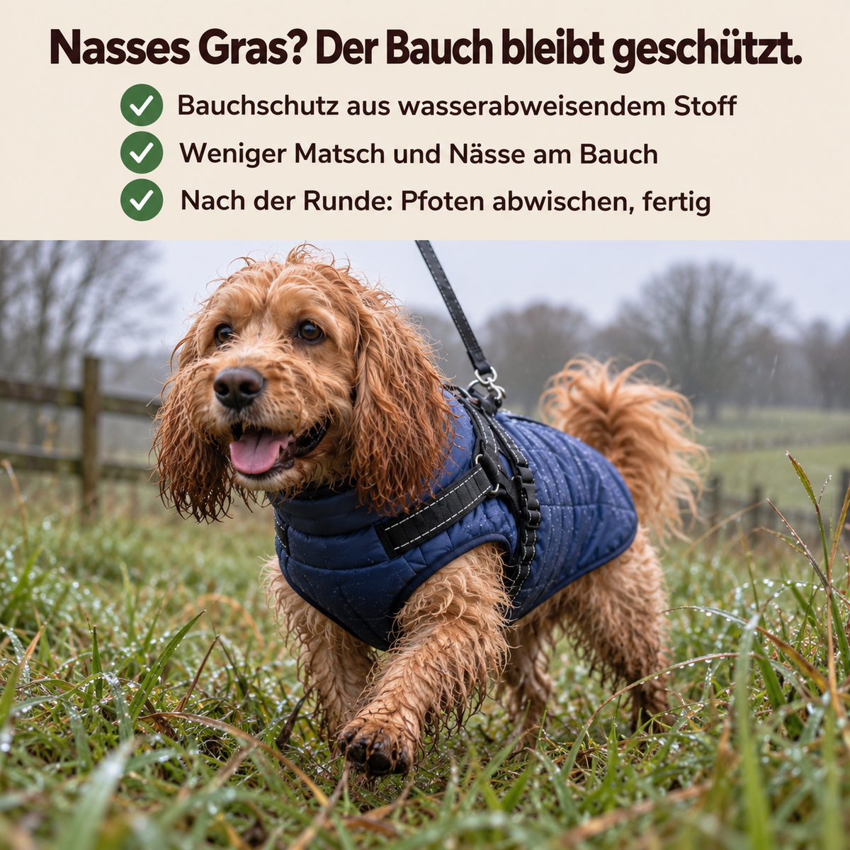 Allwetter - Hundemantel mit integriertem Geschirr
