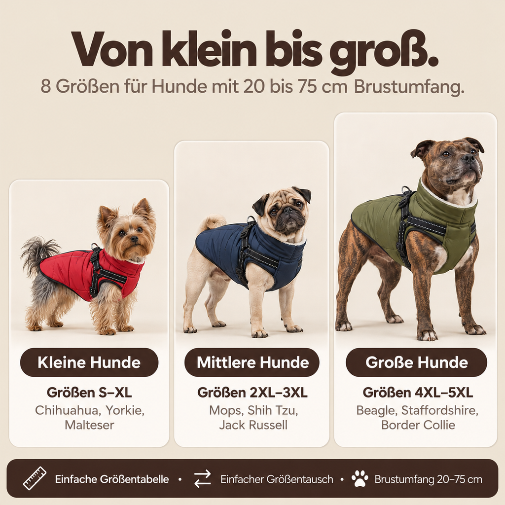 Allwetter - Hundemantel mit integriertem Geschirr