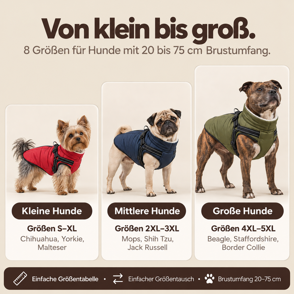 Allwetter - Hundemantel mit integriertem Geschirr