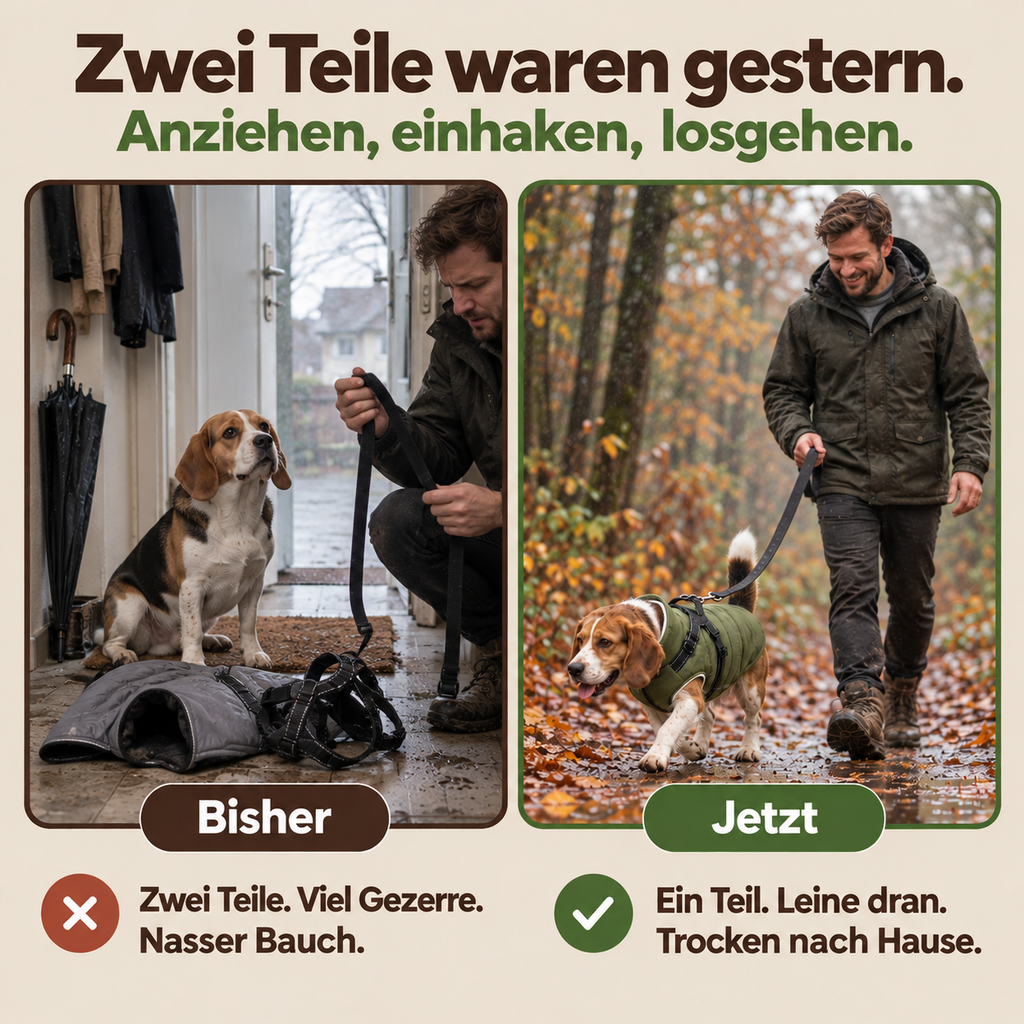 Allwetter - Hundemantel mit integriertem Geschirr